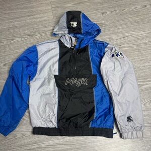 Vintage 90s Starter Orlando Magic Color block NBA Windbreaker Jacket Sz L Boys